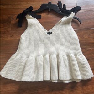 Forever 21 Ivory Knit Top with Black Accents